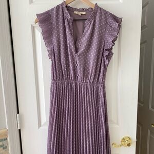 Chic Lavender Ruffle Midi Dress